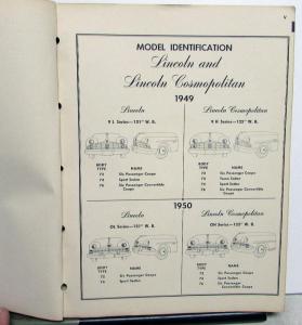 1949-1950 Lincoln Dealer Chassis Parts Book Catalog List Cosmopolitan Original