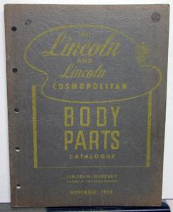 1951 Lincoln & Cosmopolitan Dealer Body Parts Book Catalog Original