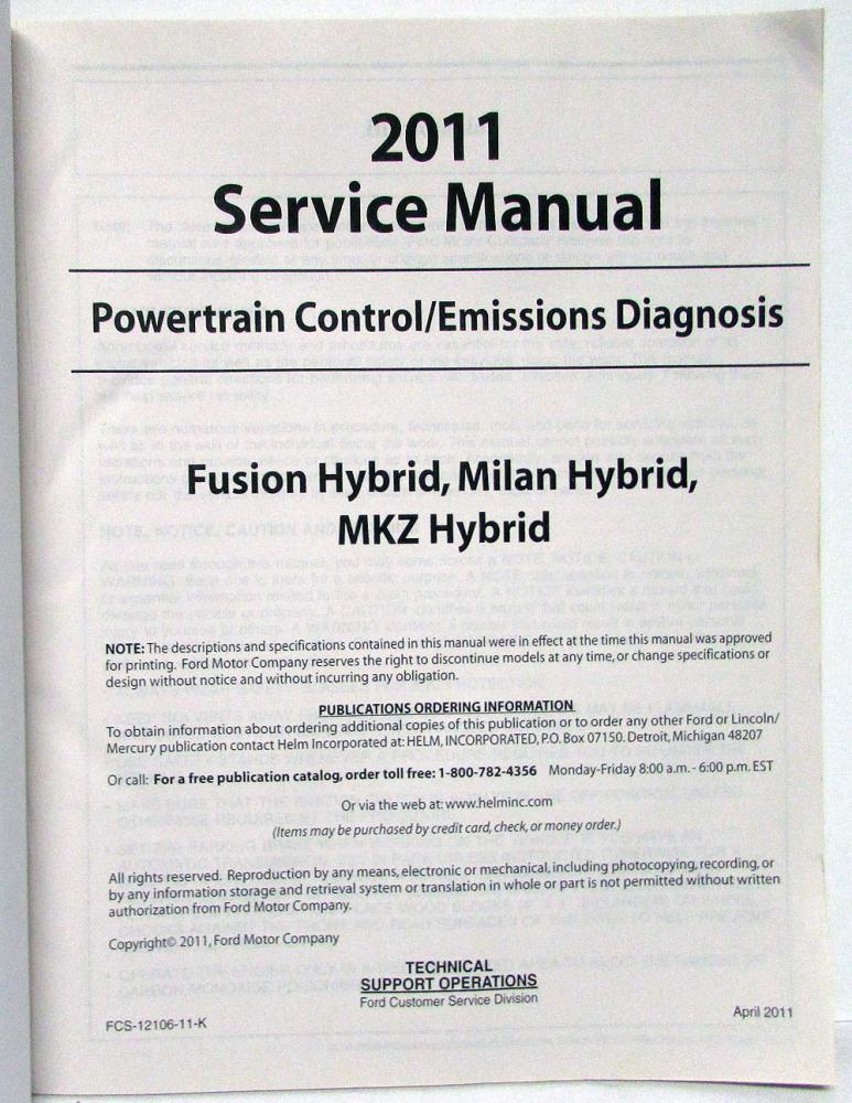 2010 ford fusion hybrid service manual