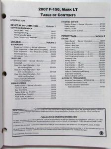 2007 Ford F-150 & Lincoln Mark LT Pickup Truck Service Shop Manual Set Vol 1 & 2