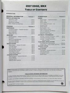 2007 Ford Edge & Lincoln MKX Service Shop Repair Manual Set Vol 1 & 2