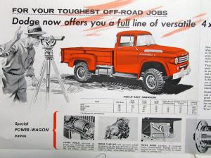 1958 Dodge 4 X 4 W100-500 Power Wagon Truck Dealer Sales Brochure Folder Orig