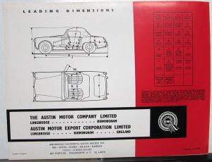 1964 Austin Healey Sprite Mk II Preliminary Specifications Sales Folder