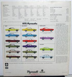 1970 Plymouth Fury I II III Sport GT Wagon Original Color Dealer Sales Brochure