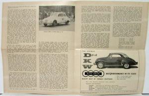 1958 Auto Union DKW Test Reprinted from Sports Car Journal and Bonus