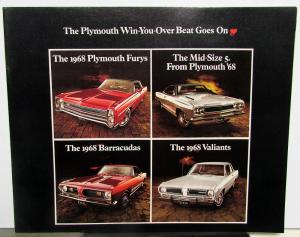 1968 Plymouth Road Runner GTX Cuda Fury Sales Brochure With Warranty Back Cover