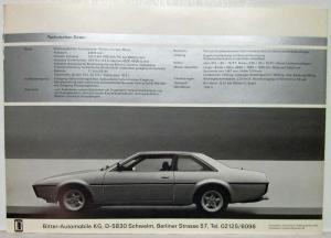 1979-1984 Bitter SC Sales Brochure - German Text