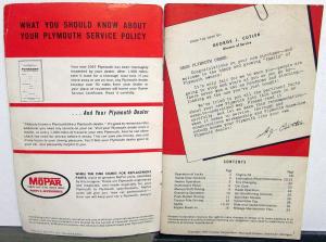 1957 Plymouth Plaza Suburban Savoy Belvedere Fury ORIGINAL Owners Manual