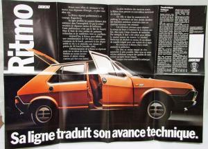 1978-1983 Fiat Ritmo Sales Folder Poster - French Text