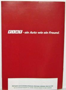 1987 Fiat Uno Sales Brochure and Specifications Folder - German Text