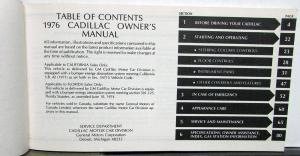 1976 Cadillac Owners Manual Care & Operation Calais Fleetwood DeVille Eldorado