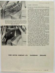 1957 Ford Consul II Article Reprints from Autocar and Road & Track