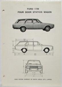 1969 Ford 17M Four Door Station Wagon Spec Sheet - South African Market