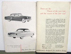 1952 Lincoln Cosmopolitan Capri ORIGINAL Owners Manual