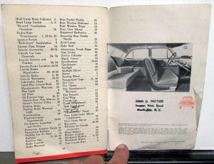 1952 Lincoln Cosmopolitan Capri ORIGINAL Owners Manual