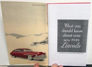 1949 Lincoln and Cosmopolitan Owners Manual New Reproduction