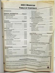 2001 Ford Windstar Van Service Shop Repair Manual Set Vol 1 & 2