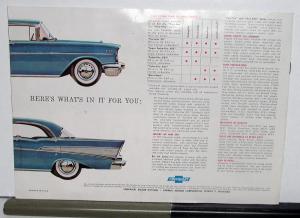 1957 Chevrolet Belair 210 150 Delray Corvette Wagons Sales Brochure Original