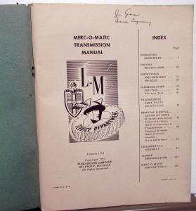 1953 Lincoln Mercury Dealer Service Shop Manual Merc-O-Matic Transmission