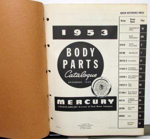 1953 Mercury Dealer Body Parts Book Catalog Monterey Coupe Sedan Station Wagon