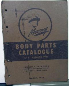 1946-1948 Mercury Dealer Body Parts Book Catalog Coupe Sedan Convertible Wagon