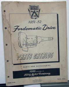 1951 1952 Ford Dealer Parts Catalog Book Fordomatic Drive Transmission Car Orig