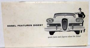 1958 Edsel Quick Facts & Figures Features Digest Sales Brochure Original