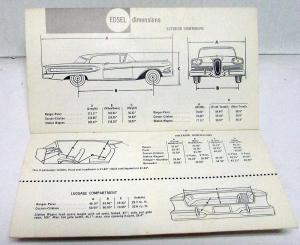 1958 Edsel Quick Facts & Figures Features Digest Sales Brochure Original