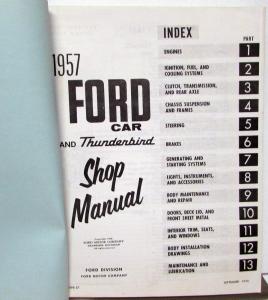 1957 Ford Car & Thunderbird Dealer Shop Service Repair Manual Reproduction