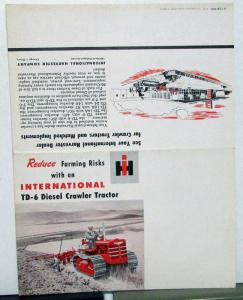 1950 International IH Sales Brochure Mailer Diesel Crawler TD-6 Farming Tractor