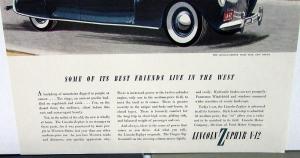 1940 Lincoln Zephyr Color Ad Proof Western States Time Fortune New Yorker Mags