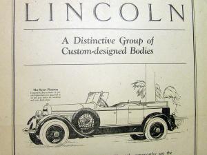 1926 Lincoln Large Newspaper Ad Proof Custom-designed Bodies Automobile Show