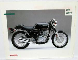 1989 Honda GB500 Motorcycle Bike Dealer Sales Brochure Spec Data Sheet