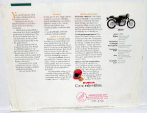 1989 Honda GB500 Motorcycle Bike Dealer Sales Brochure Spec Data Sheet