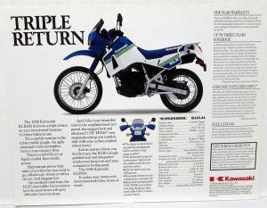 1990 Kawasaki KLR 650 Motorcycle Dealer Sales Brochure Data Sheet KL650-A4