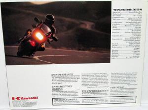 1990 Kawasaki Ninja 750R Motorcycle Dealer Sales Brochure ZX750-F4 Specs