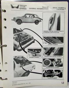 1975 Honda Civic CVCC Service Shop Repair Manual - Loose Leaf