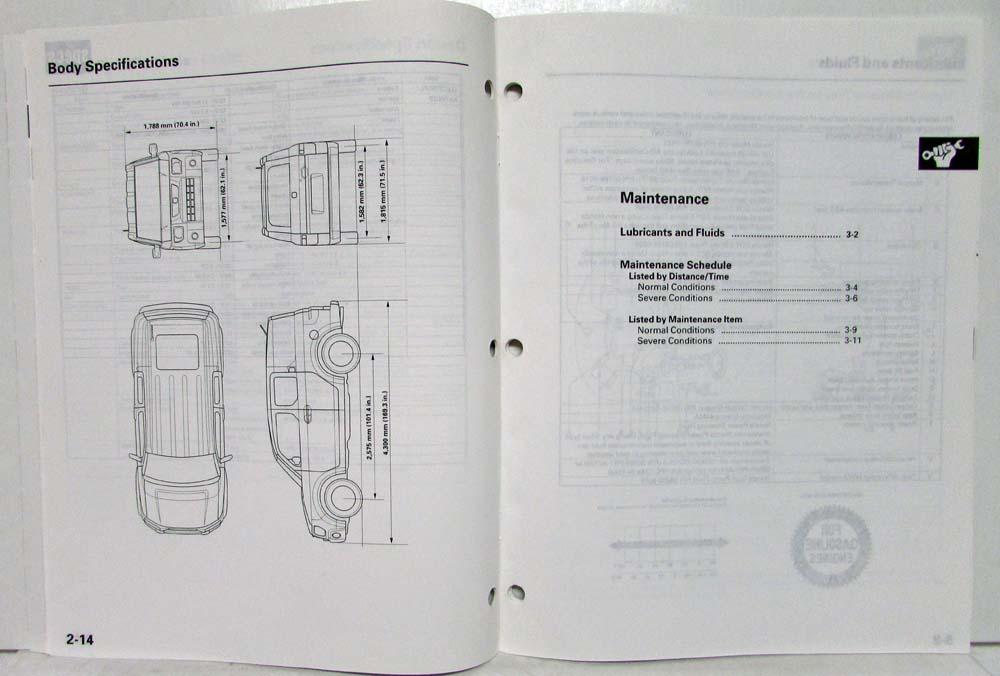 2003 Honda Element 4wd M T Service Shop Repair Manual Supplement