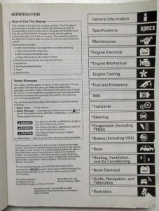 2010 Honda Insight Service Shop Repair Manual