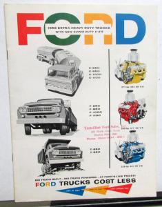 1958 Ford Truck Dealer Sales Brochure Extra Heavy Duty Models New Super Duty V8s