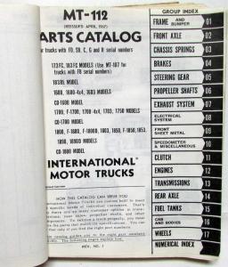 1966 1967 1968 International Truck Dealer Parts Catalog Book MT-112 FD SB C G H