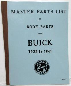 1928 to 1941 Buick Master Body Parts List Catalog Book Sedan Coupe Reproduction