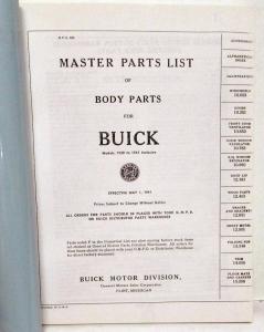 1928 to 1941 Buick Master Body Parts List Catalog Book Sedan Coupe Reproduction