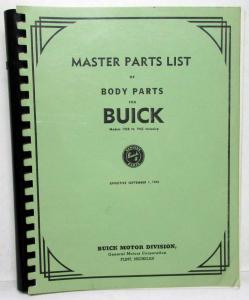 1928 to 1942 Buick Master Body Parts List Catalog Book Sedan Coupe Reproduction