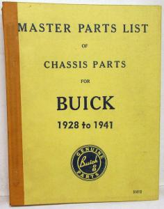 1928 to 1941 Buick Master Chassis Parts List Catalog Book Sedan Coupe Repro