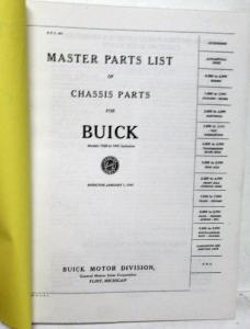 1928 to 1941 Buick Master Chassis Parts List Catalog Book Sedan Coupe Repro