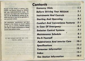 1984 Nissan Stanza Owners Manual