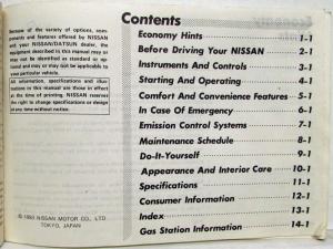 1984 Nissan Sentra Owners Manual