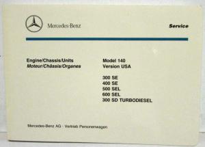 1990 Mercedes-Benz 300-400SE 500-600 SEL 300SD Model 140 USA Illus Parts Catalog