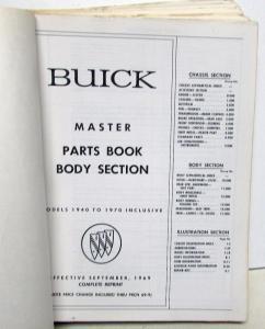 1940-1970 Buick Dealer Master Body Parts Book Catalog Skylark GS Riviera Electra